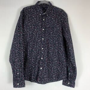 NWT gap men’s cotton untucked fit stretch navy blue with floral pattern